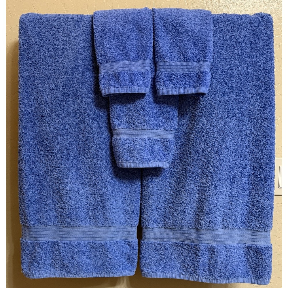 VTG Lauren Ralph Lauren Towel Set 5 PC Caribbean Blue Bath Hand Face Green Label